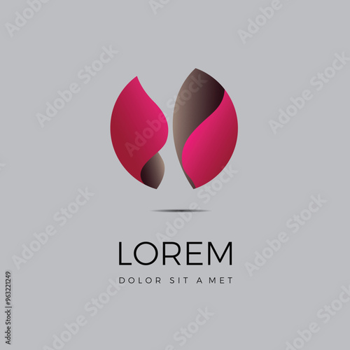 Symbols, icons or logos for media, beauty, cosmetics in the shape of spherical fragments