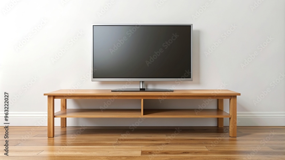 copy space, media console, household, TV stand, entertainment, Wooden table with a white background and space for copy designed specifically for placing a television on top copy space, media console, household, TV stand, entertainment, Wooden table with a white background and space for copy designed specifically for placing a television on top
