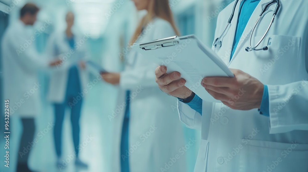 Doctors expert and team in hospital with notes for diagnosis discussion and health for medic and treatment Young people or colleague with stethoscope for healthcare medical and medicin : Generative AI Doctors expert and team in hospital with notes for diagnosis discussion and health for medic and treatment Young people or colleague with stethoscope for healthcare medical and medicin : Generative AI