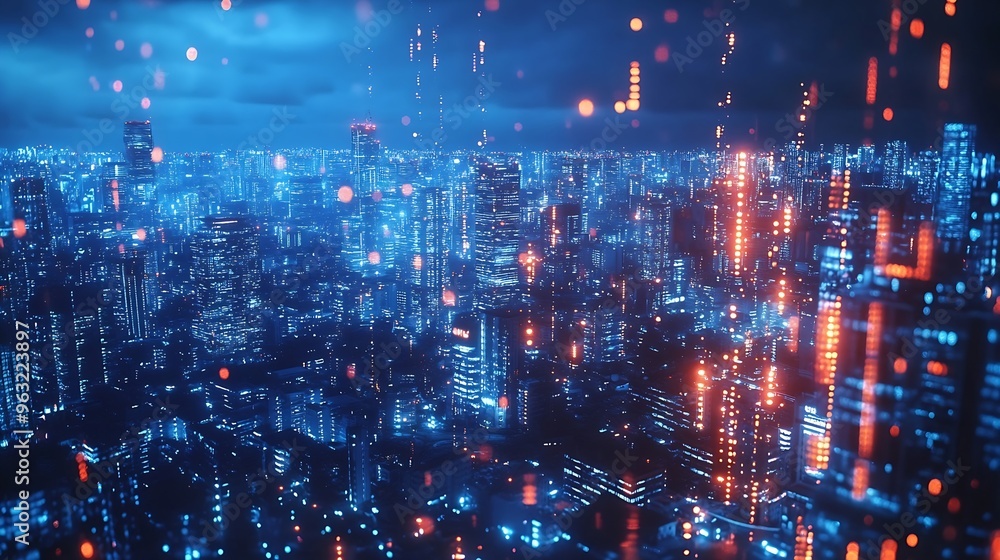 Fototapeta premium Smart city and intelligent communication network of things wireless connection technologies concept : Generative AI