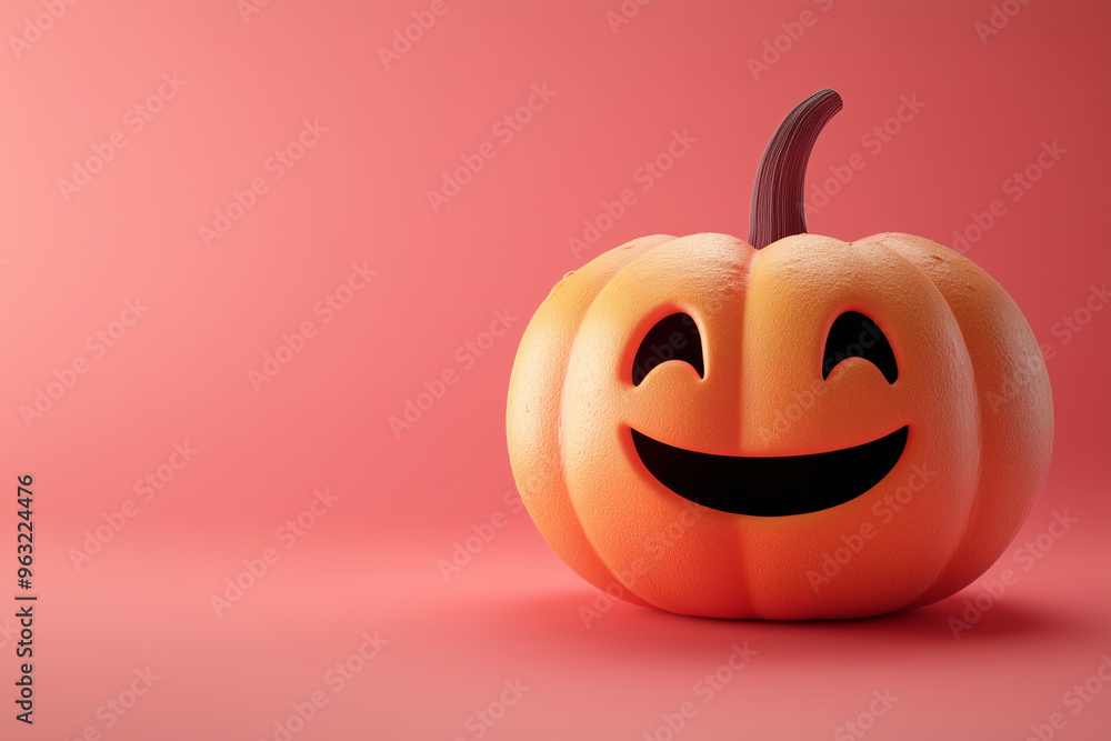 3D rendering of a cute, smiling pumpkin isolated on a solid color background, a Halloween concept. 3D rendering of a cute, smiling pumpkin isolated on a solid color background, a Halloween concept.