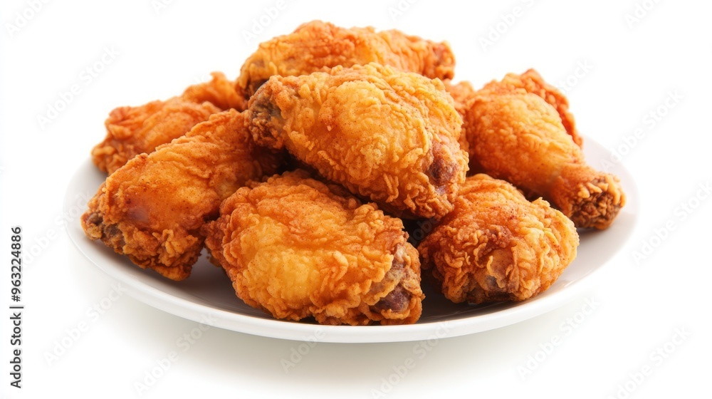 Close-up of Fried Chicken Wings on a White Plate Close-up of Fried Chicken Wings on a White Plate