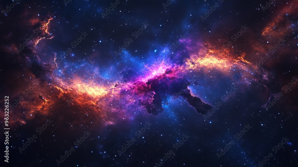 Obraz premium Colorful space galaxy cloud nebula. Stary night cosmos. Universe science astronomy. Supernova background wallpaper