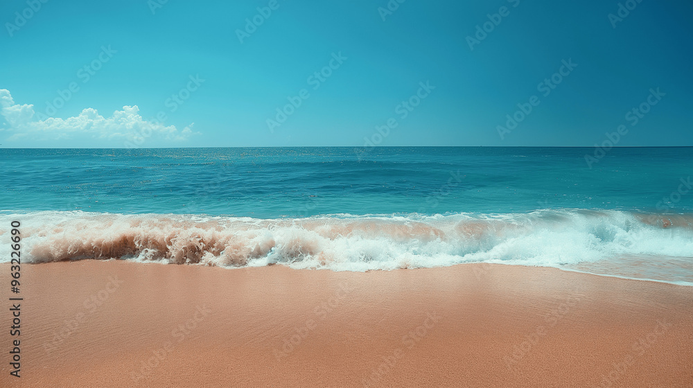 Fototapeta premium Serene ocean waves gently crashing on a tranquil sandy beach