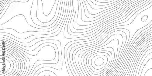 Abstract background with topographic contours map and black color geographic line map .white wave paper curved reliefs abstract background .vector illustration of topographic line contour map design .