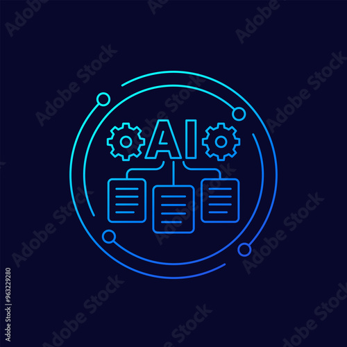 AI for DMS icon, data management linear design