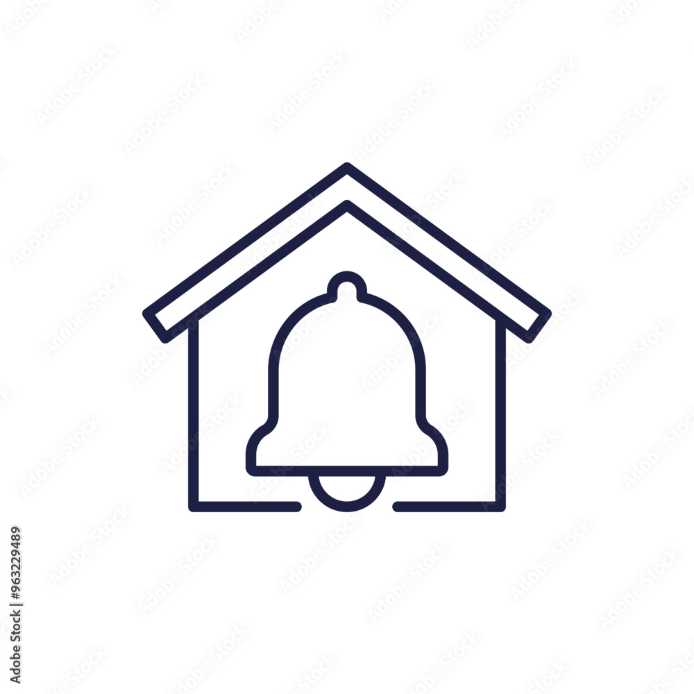 house and notification line icon with a bell house and notification line icon with a bell