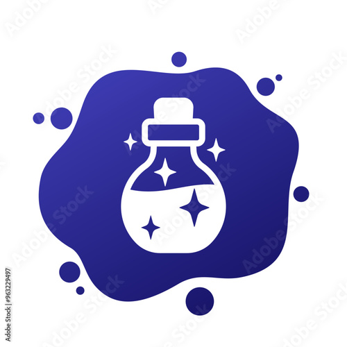 Magic potion bottle icon, vector