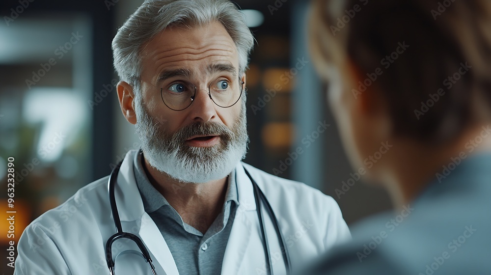 Doctor talking with patient in hospital The doctor is explaining information about various diseases and treatment methods in detail for the patient to understand before treatment : Generative AI Doctor talking with patient in hospital The doctor is explaining information about various diseases and treatment methods in detail for the patient to understand before treatment : Generative AI