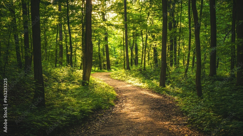 Sunlit Path Through a Forest Sunlit Path Through a Forest
