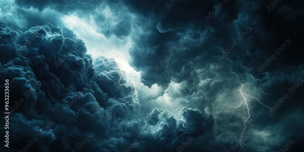 The Raging Storm: A tumultuous sky, filled with dark clouds and flashes of lightning. The Raging Storm: A tumultuous sky, filled with dark clouds and flashes of lightning.