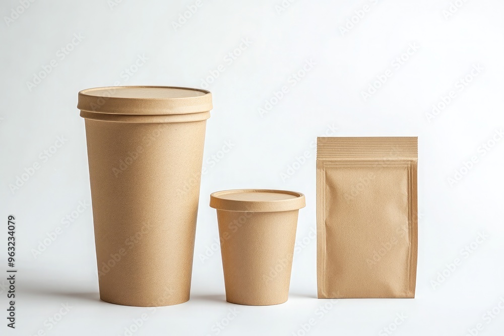 paper food containers on a white background paper food containers on a white background