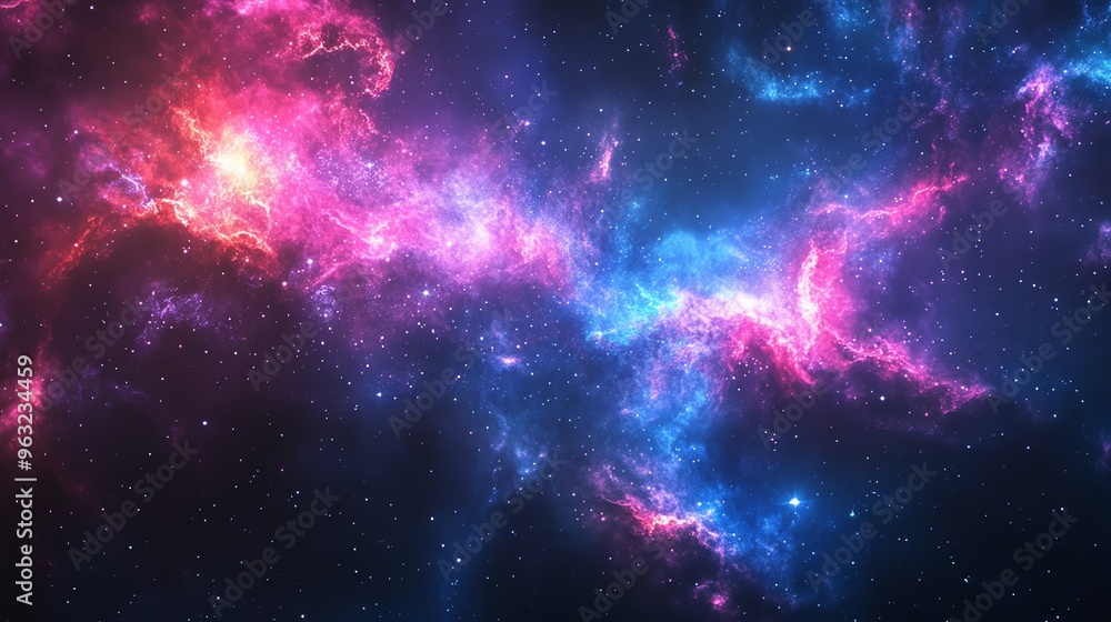 Cosmic nebula with pink and blue swirls. Cosmic nebula with pink and blue swirls.