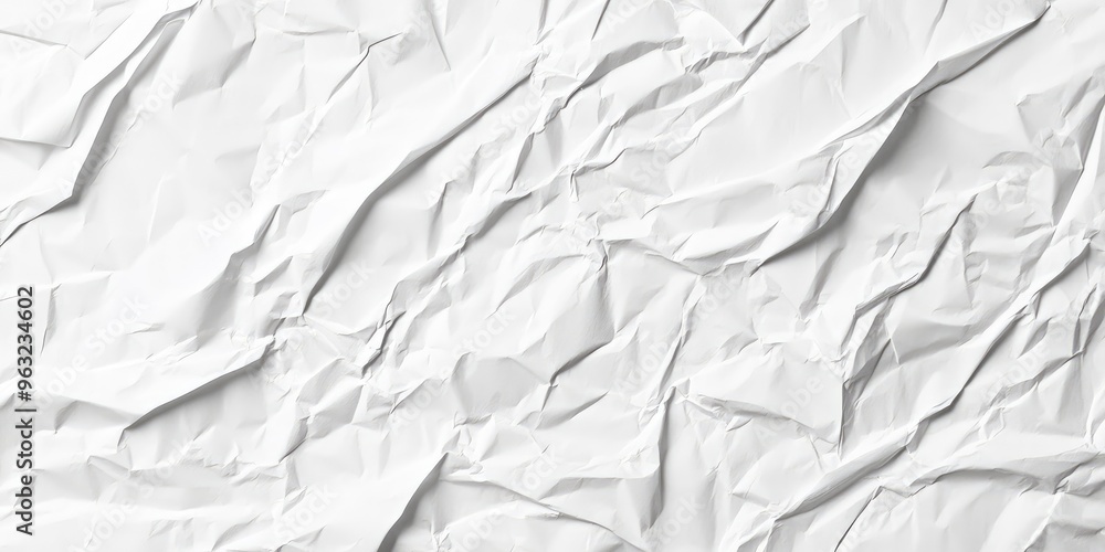 Crinkled white paper texture, suitable for various uses.