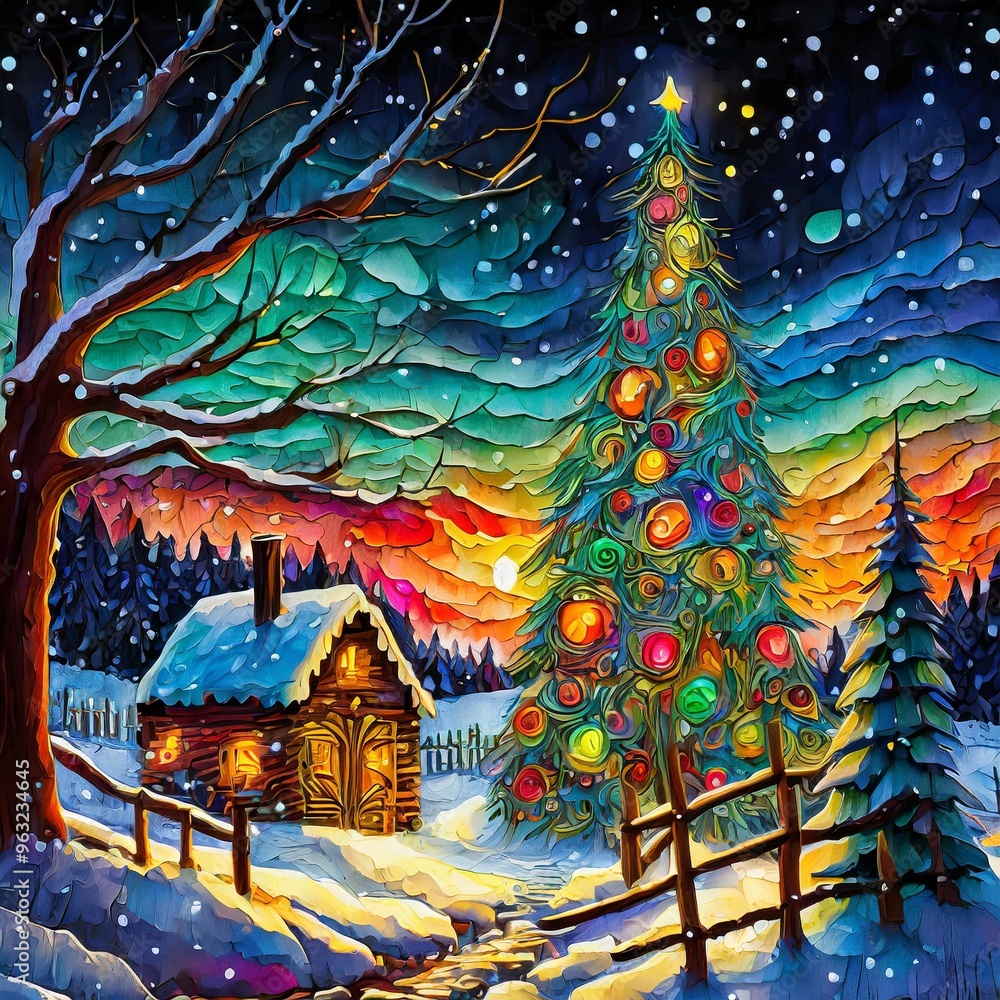 Fototapeta premium house in the forest in the winter