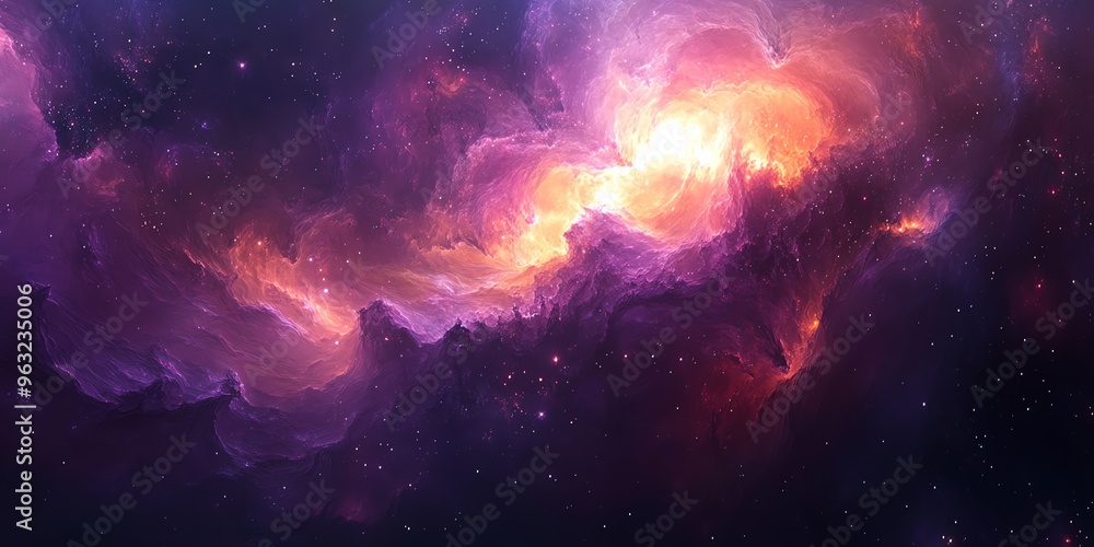 Cosmic Nebula with Starry Sky. Cosmic Nebula with Starry Sky.