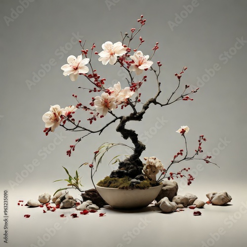 Bonsai tree, flower and tree