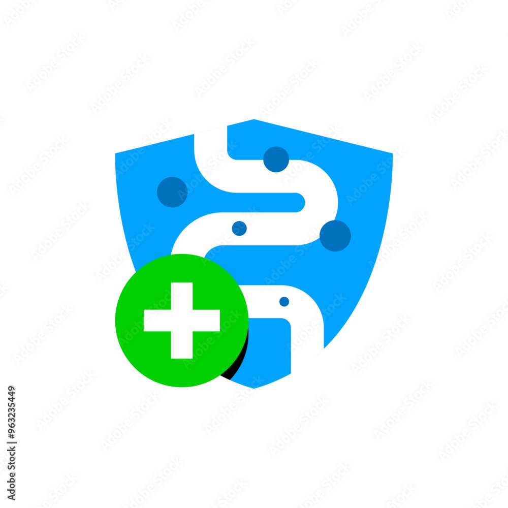 Obraz premium good bacteria in the human gut, probiotics concept illustration flat design icon, label