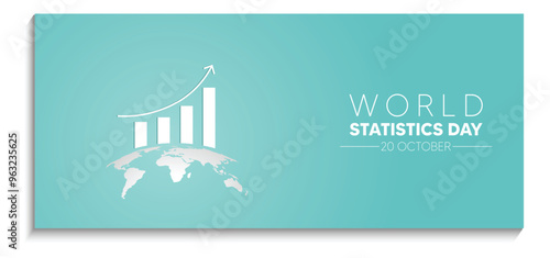 World Statistics Day 20 October glowing business graph vector poster