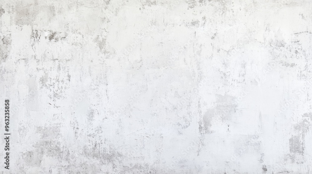 Fototapeta premium White old concrete wall light grunge texture wide banner format background with copy space for text. Grunge light gray Soft white texture