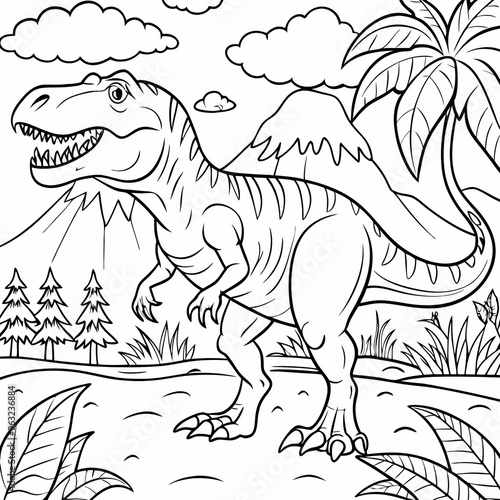 Child-Friendly Tyrannosaurus Rex Coloring Page for Kids' Educational Projects