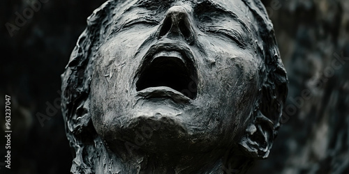 The Still Scream: A statue of a woman frozen in the midst of a scream, her body twisted in anguish.