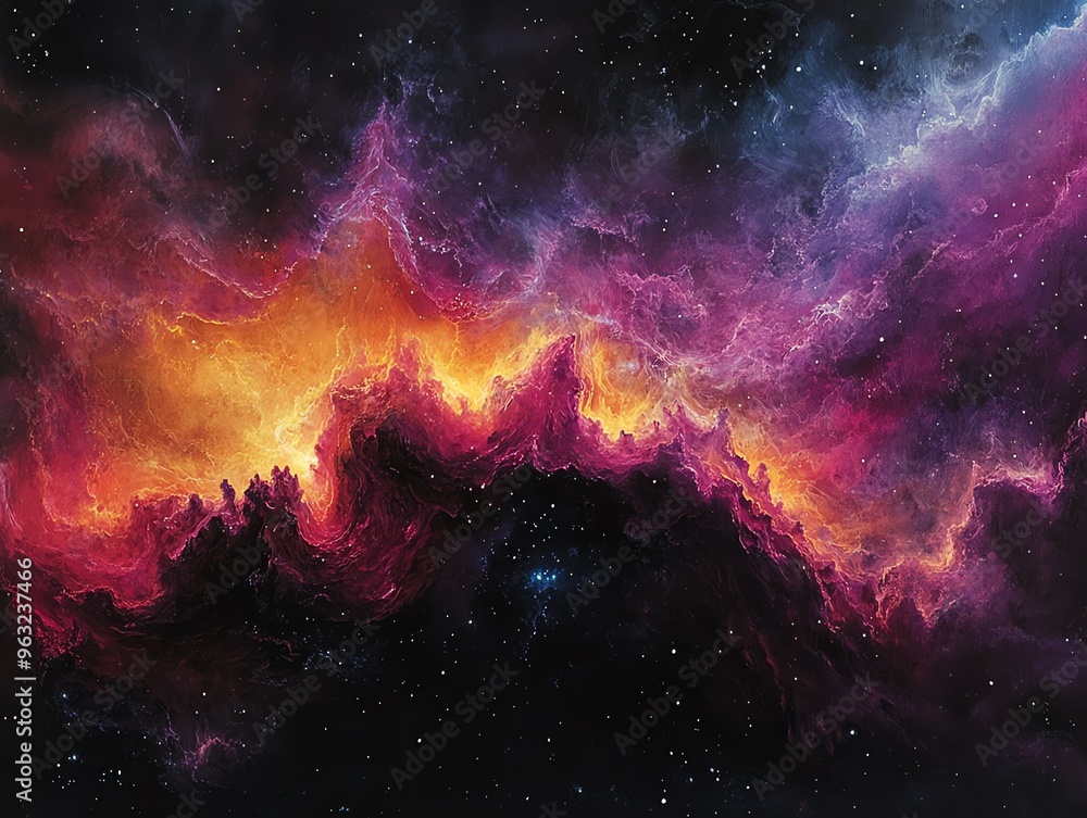 Fototapeta premium Cosmic Nebula with Vibrant Colors.