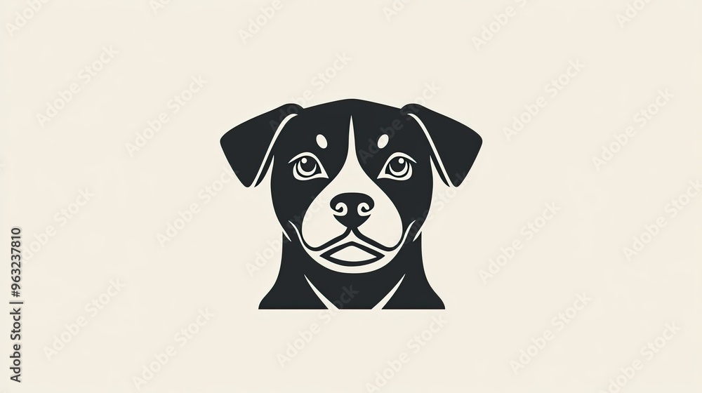 A minimalist dog face icon, focusing on simple shapes and clean lines. A minimalist dog face icon, focusing on simple shapes and clean lines.