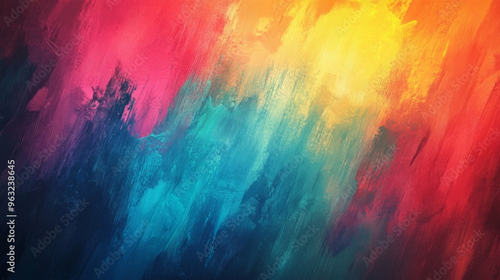 Fototapeta premium Abstract background with blurred strokes of red, orange, yellow, blue, and green.