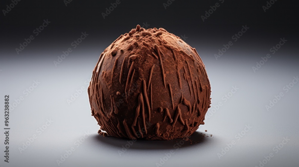 Fototapeta premium A close-up shot of a delectable chocolate truffle, its intricate texture and decadent filling on full display.