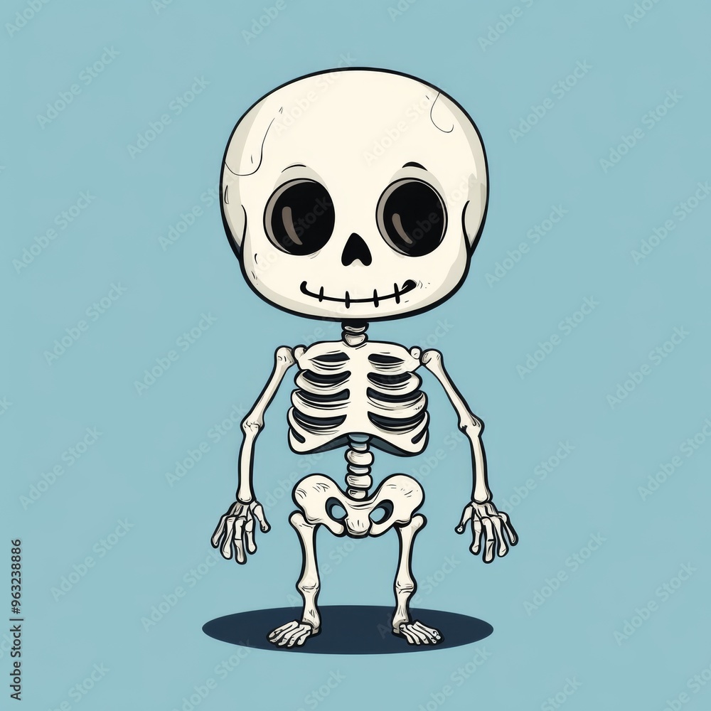 Cartoon illustration of a cute skeleton with a big head and a smile. Cartoon illustration of a cute skeleton with a big head and a smile.