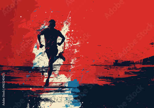 Businessman Running Towards Success Concept of Achieving Goals Minimalistic Vector Illustration