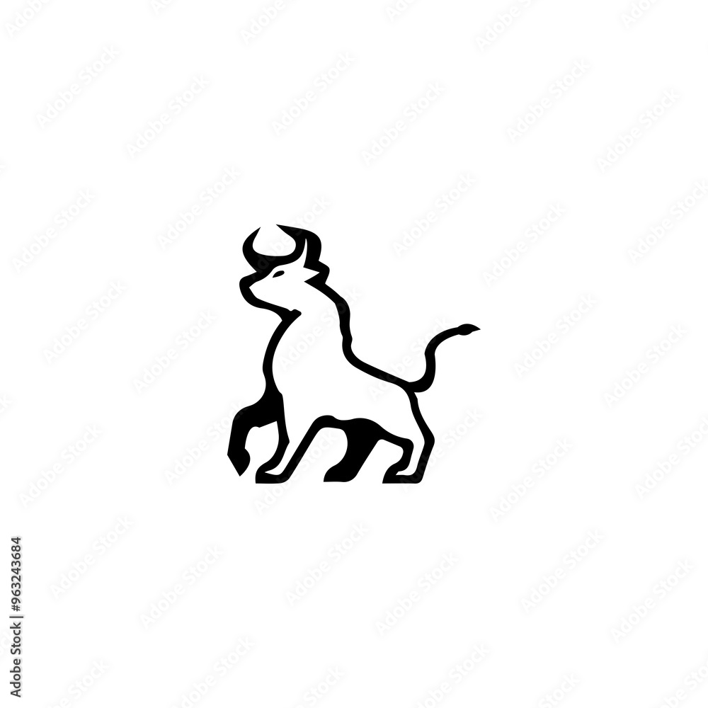 Line art running bull animal logo design Line art running bull animal logo design