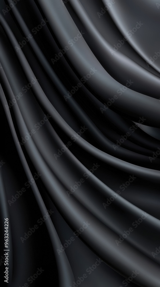 Obraz premium A black and white image of a long, flowing piece of fabric