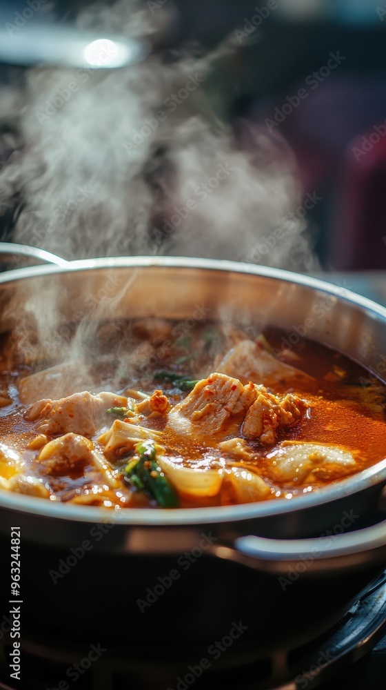Spicy Kimchi Jjigae with Tofu, Beef, and Vegetables in Rich Broth Spicy Kimchi Jjigae with Tofu, Beef, and Vegetables in Rich Broth