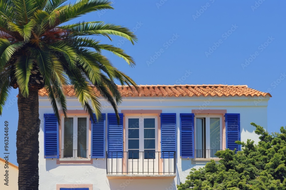 Fototapeta premium Eco-friendly exterior design of a modern Indian house.. Beautiful simple AI generated image