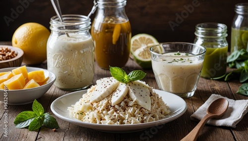 Probiotic foods: Yogurt, Sauerkraut, Kombucha for gut health and overall well-being photo