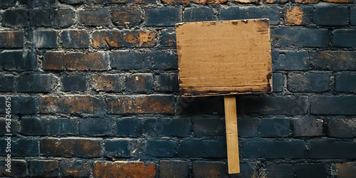 Fierce Cries of the Unheard - A lone protest sign against a somber, brick background. photo