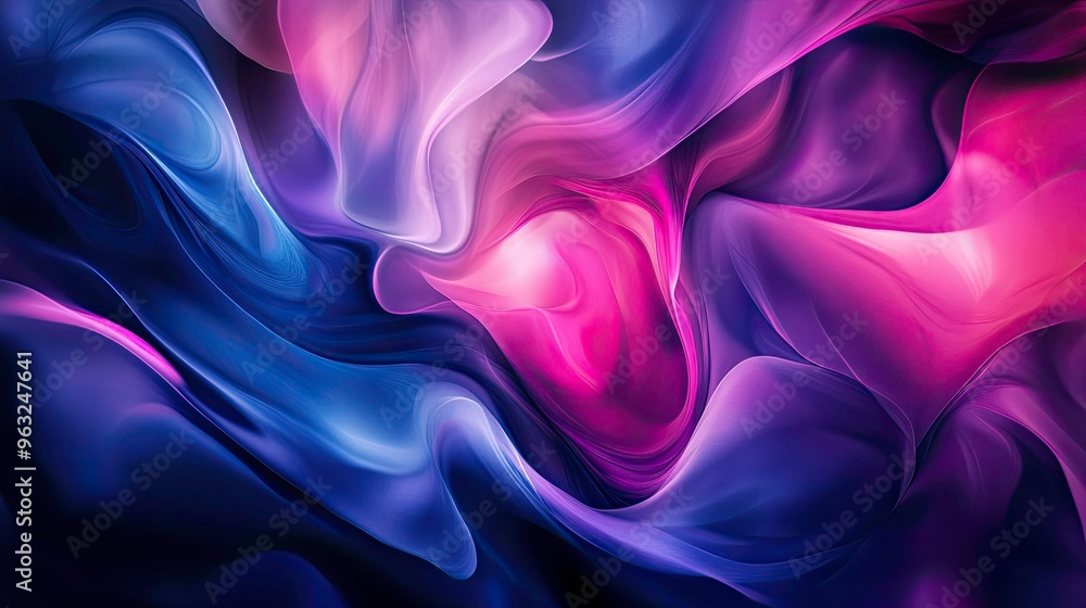 Abstract fluid art with a vibrant mix of deep blues, purples, and magentas, featuring smooth flowing curves and organic shapes Abstract fluid art with a vibrant mix of deep blues, purples, and magentas, featuring smooth flowing curves and organic shapes