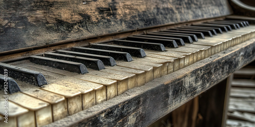 Broken Melody of a Discarded Song - A dilapidated piano sitting in a dusty, abandoned attic.