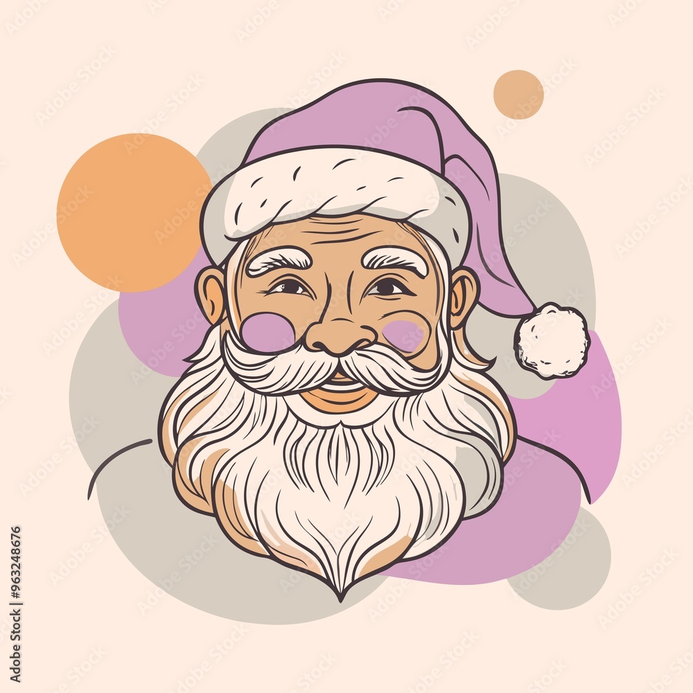 Santa face Color blobs art design on white background. Santa face Color blobs art design on white background.