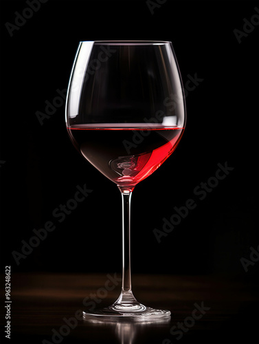 A Solitary Sip: Ruby Red Wine Glistens Under Ambient Light 