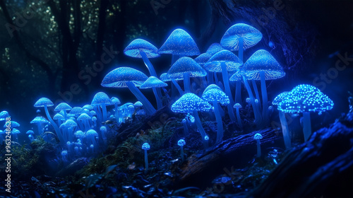 Bioluminescent Forest Mushrooms photo