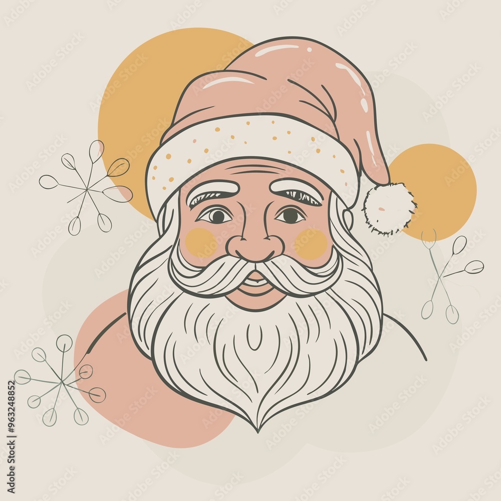 Santa face Color blobs art design on white background. Santa face Color blobs art design on white background.