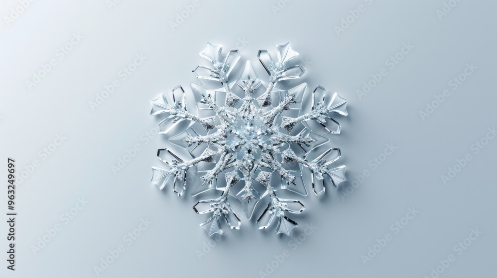 A detailed 3D snowflake icon with delicate ice crystals A detailed 3D snowflake icon with delicate ice crystals