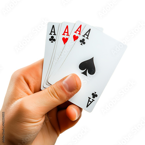 Playing Cards Four Aces Poker Hand Illustration, Casino Game Winning Hand Artwork, Gambling Games Digital Download Print photo