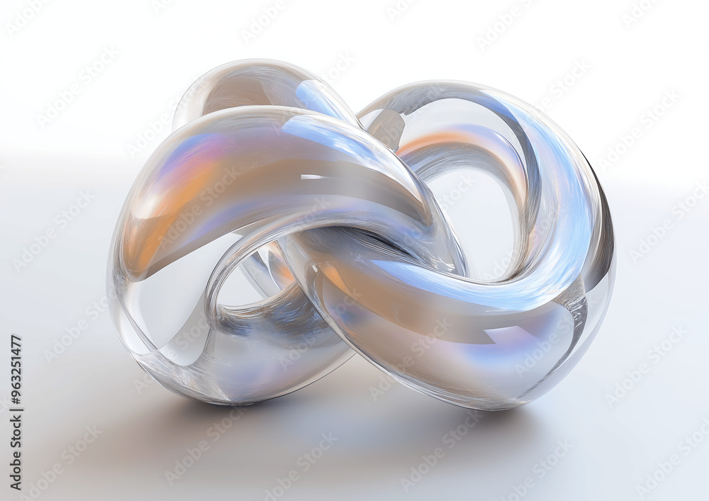 Elegant Abstract Sculpture of Interlocking Transparent Loops in Minimalist Style Elegant Abstract Sculpture of Interlocking Transparent Loops in Minimalist Style