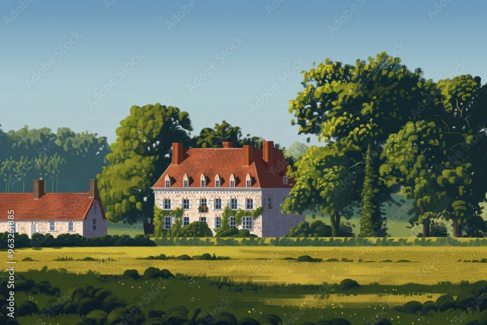 Close-up shot of European style colorful building facades with textured walls and windows. Beautiful simple AI generated image Close-up shot of European style colorful building facades with textured walls and windows. Beautiful simple AI generated image