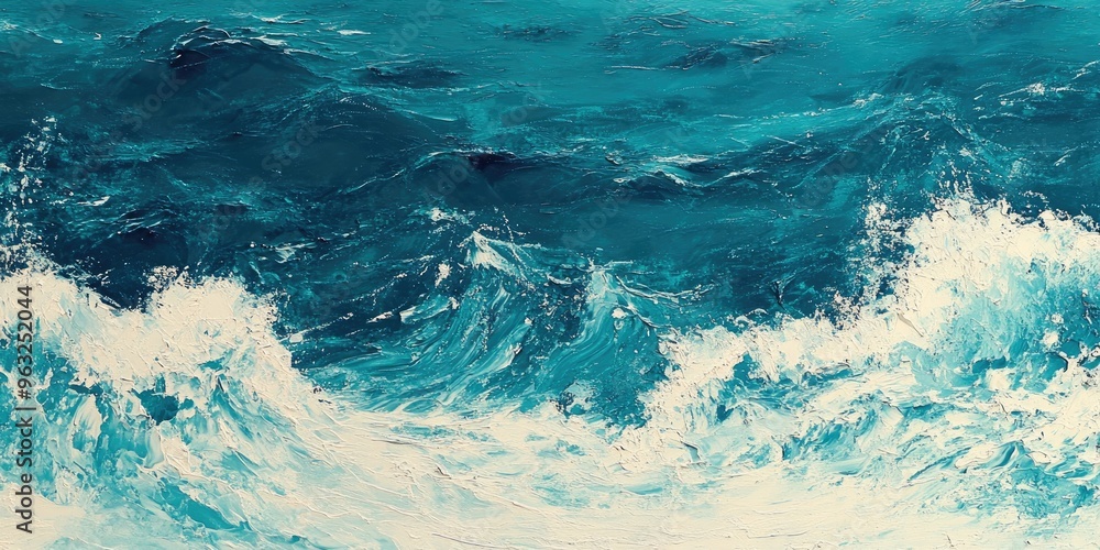 Turquoise ocean waters with foamy waves, creating a textured effect. Turquoise ocean waters with foamy waves, creating a textured effect.