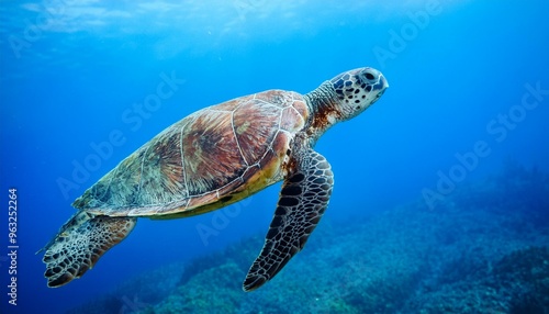 Graceful Sea Turtle: Swimming Serenely in the Blue Waters